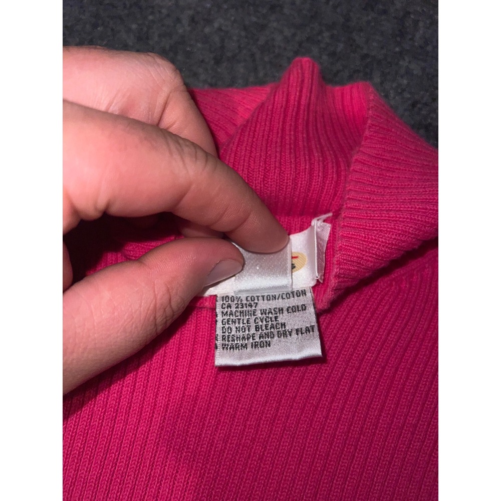 Talbots Pink Ribbed Mock Neck Short Sleeve Cotton Sweater Size Medium - Picture 3 of 6